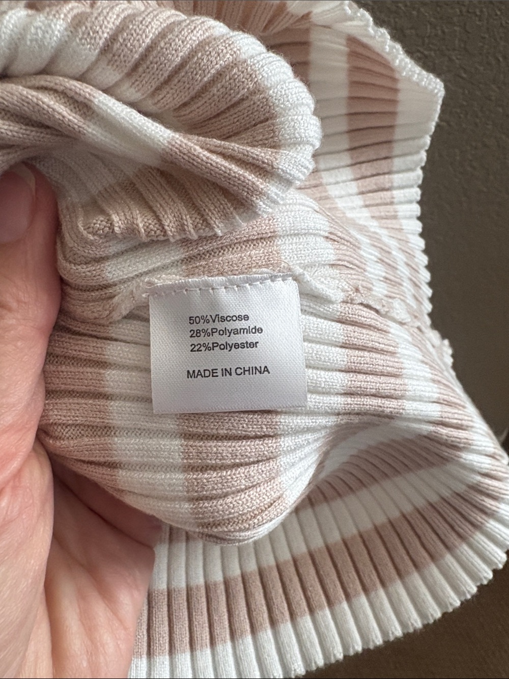 Striped Ribbed Tank Top - Cream & Tan - Picture 4 of 6